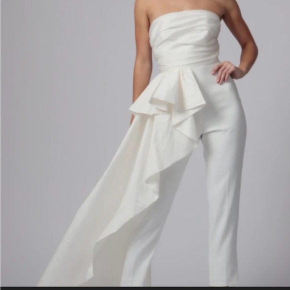 JAYGODFREY Pants - JAYGODFREY Elegant Strapless White Jumpsuit